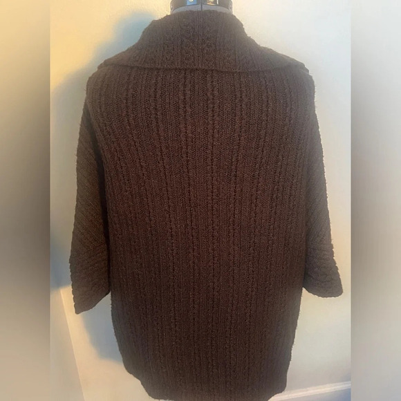 Cabi Sz XS / S Brown Cape Short Sleeve Open Front Sweater Relaxed Cardigan NWOT - Picture 6 of 16